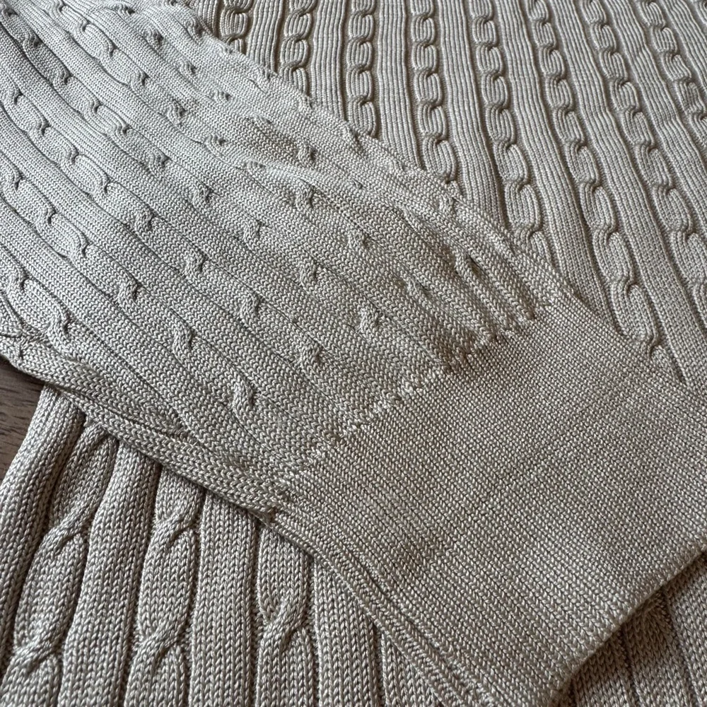 Vintage Cullen Silk Cream Cable Knit Crew Sweater Lightweight Neutrals/ XLG